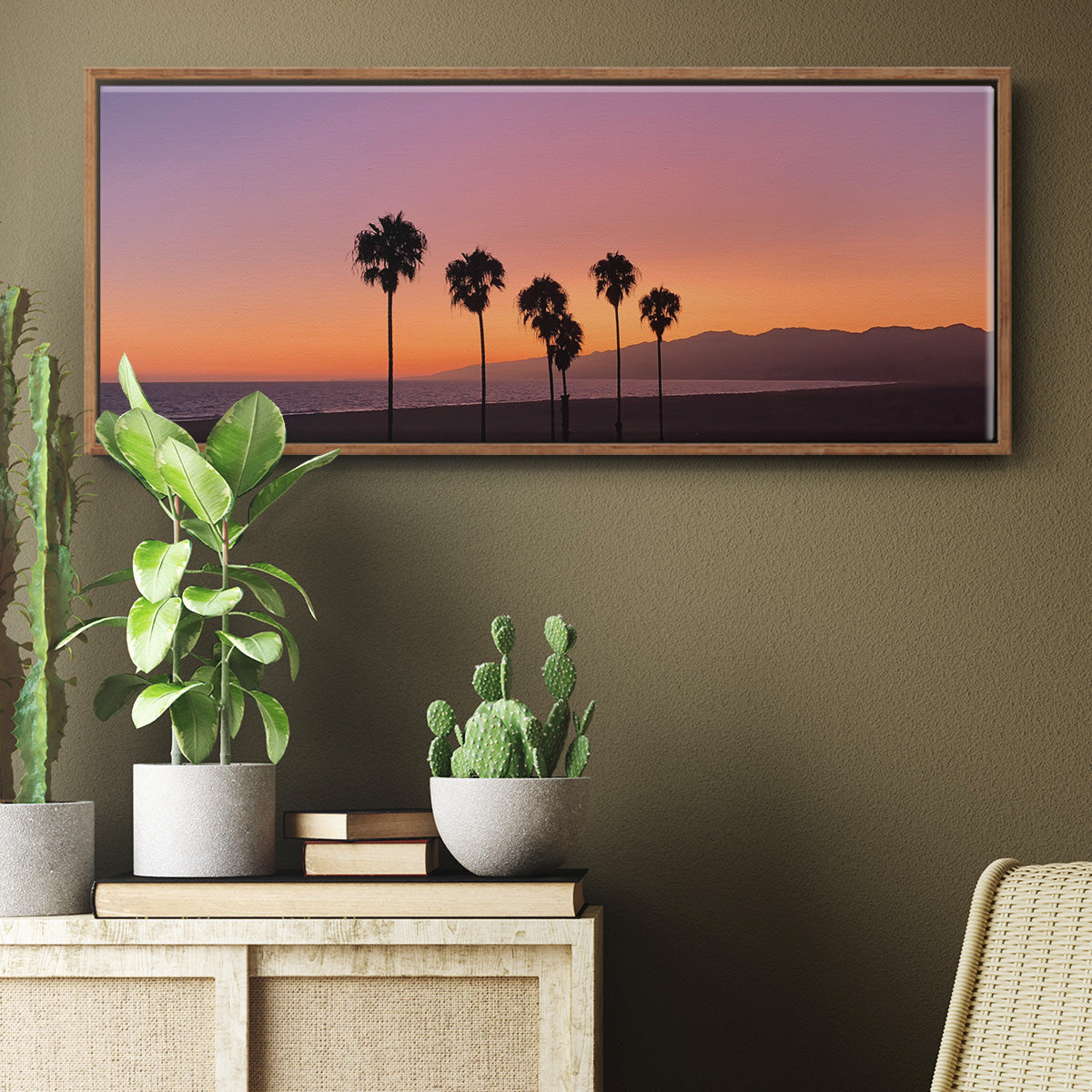 Sunset of Santa Monica - Floater Framed Canvas Print