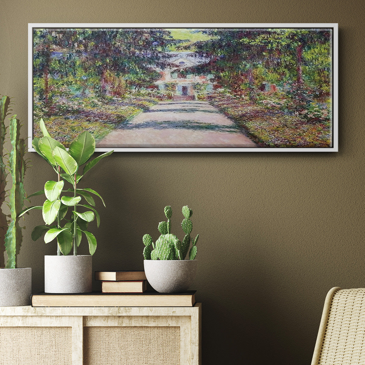 Pathway in Monet's Garden at Giverny, 1900 - Floater Framed Canvas Print