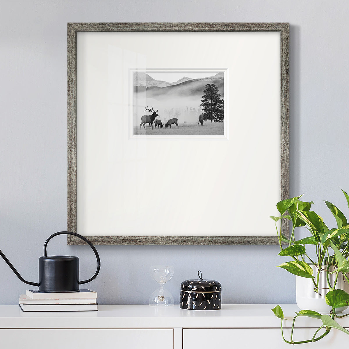 Mountain Elk Premium Framed Print Double Matboard