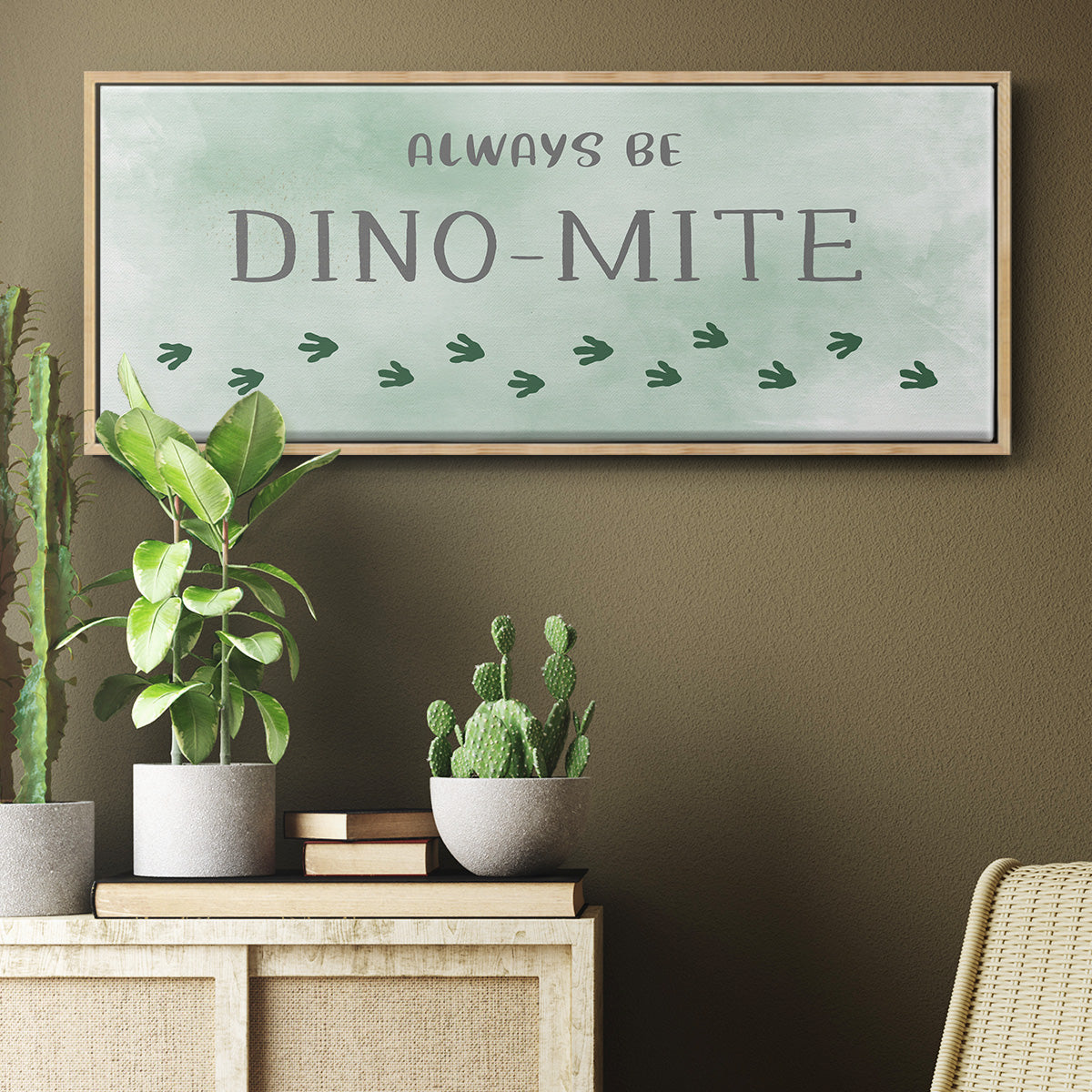 Dinomite - Floater Framed Canvas Print