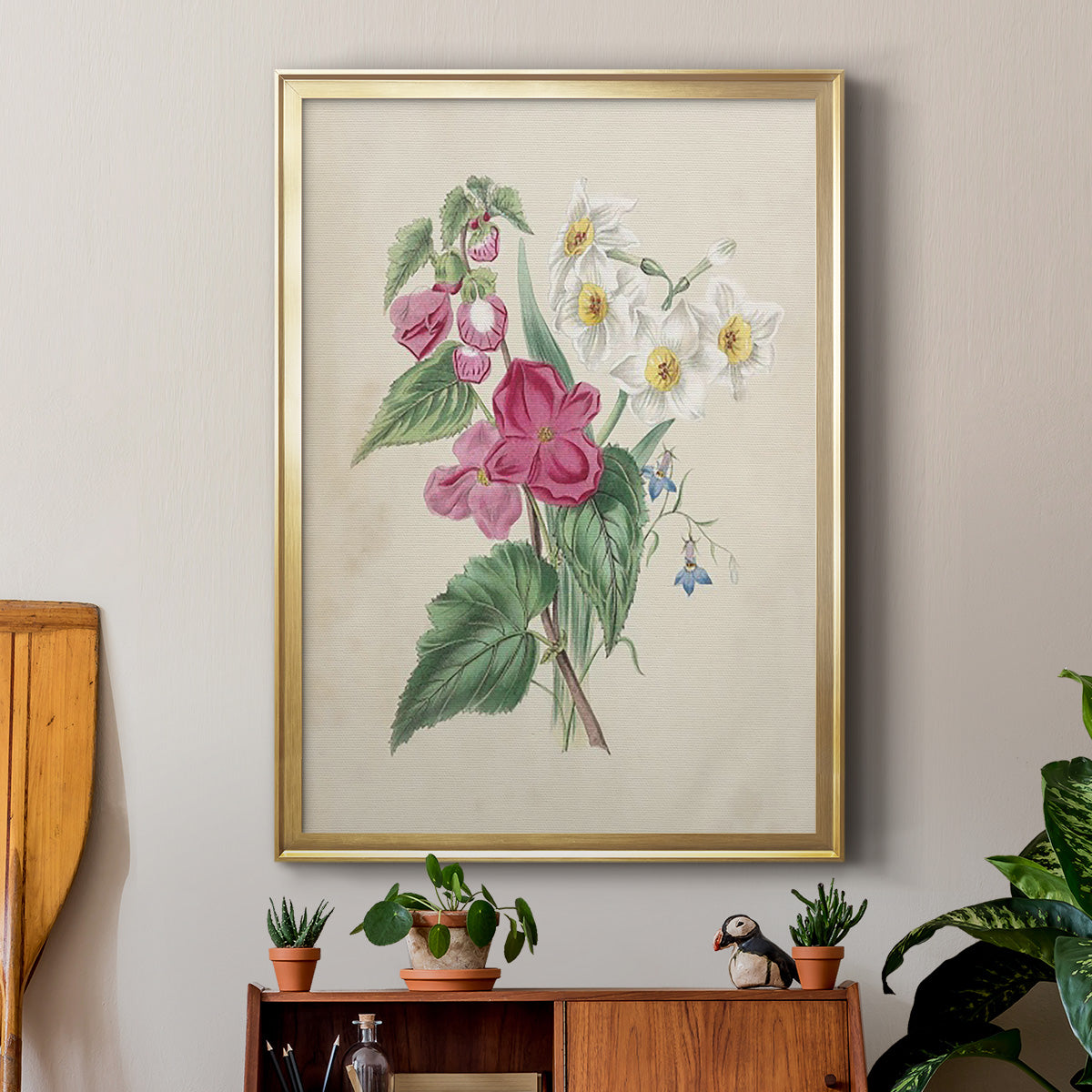 Antique Garden Bouquet IV - Modern Framed Canvas Print