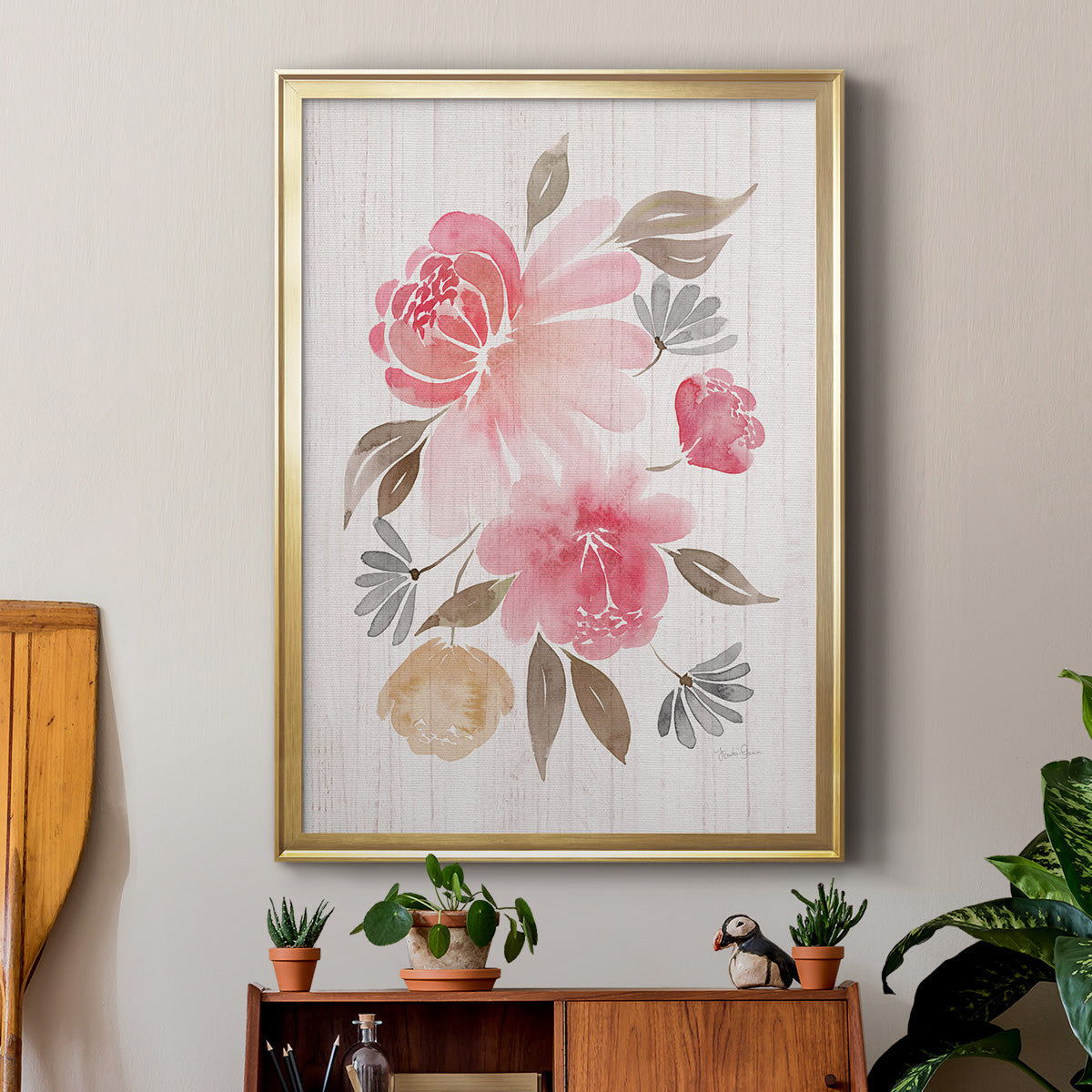 Loose Peonies II - Modern Framed Canvas Print