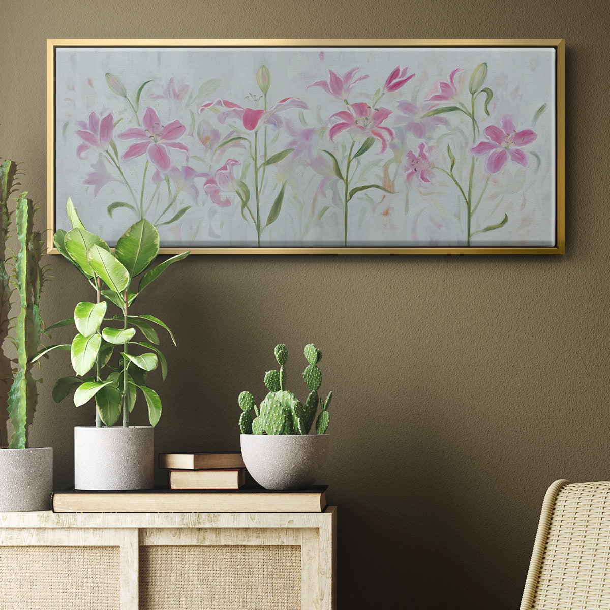 Dancing Pink Trio III - Floater Framed Canvas Print