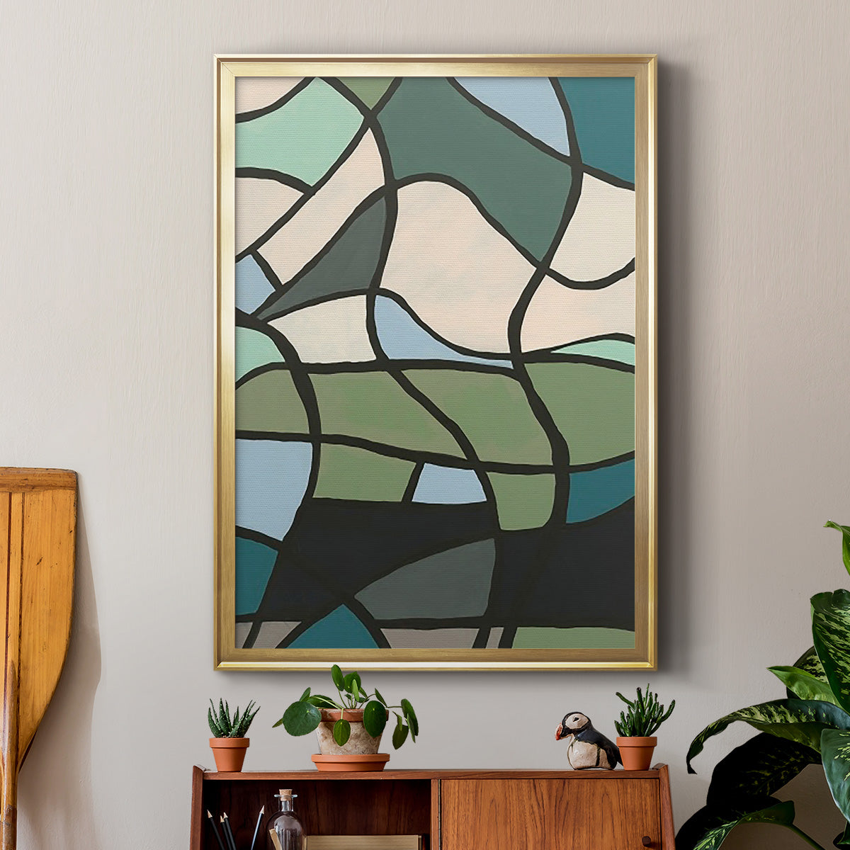 Multicolor Stained Glass II - Modern Framed Canvas Print