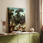 Canvas art print of a playful outdoor composition with figures in motion styled in a home decor setting.