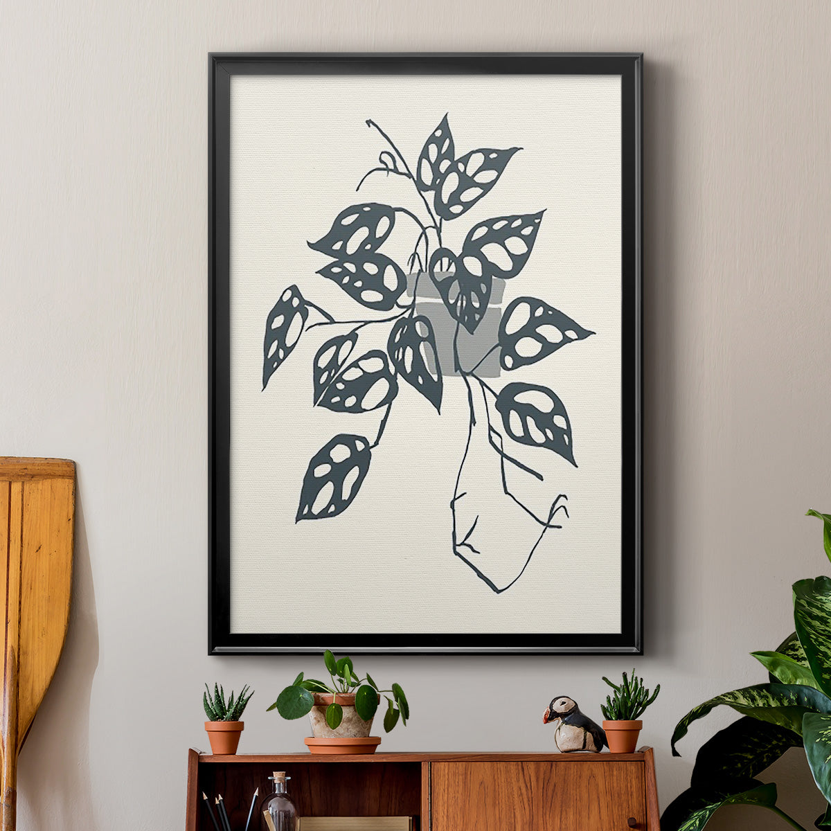 Growing Leaves III - Modern Framed Canvas Print