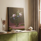 Canvas art print of a floral composition with layered blooms and subtle color styled in a home decor setting.