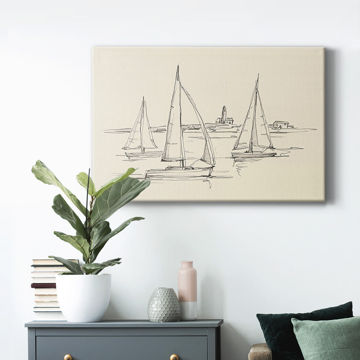 Coastal Contour Sketch II - Canvas Art Print