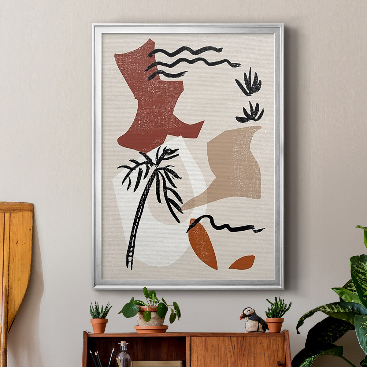 Soft Palms II - Modern Framed Canvas Print