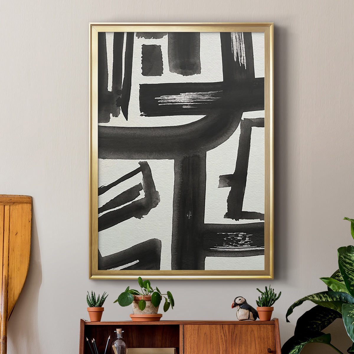 Inkwell Intersect II - Modern Framed Canvas Print