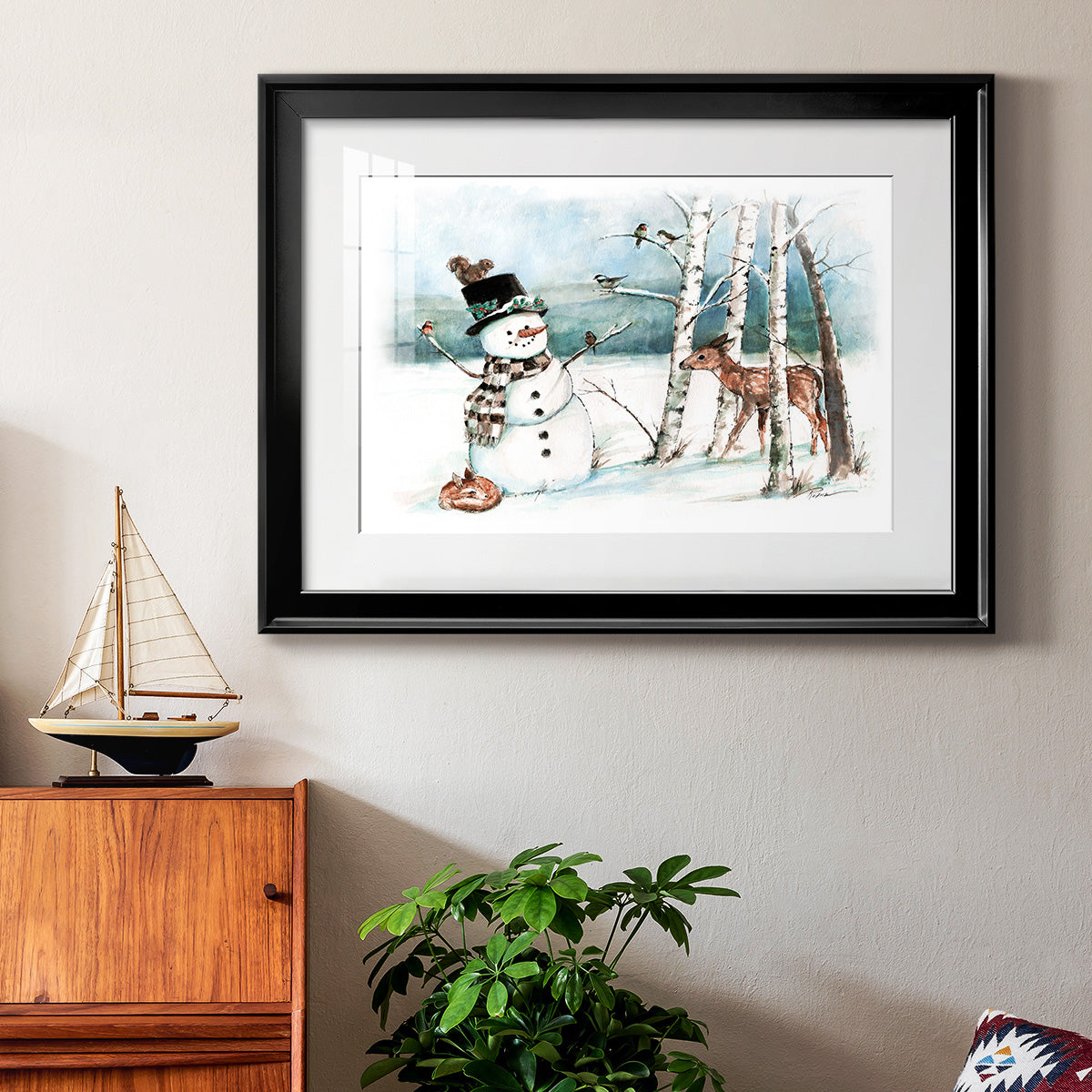 Snow Friends - Modern Framed Art Print
