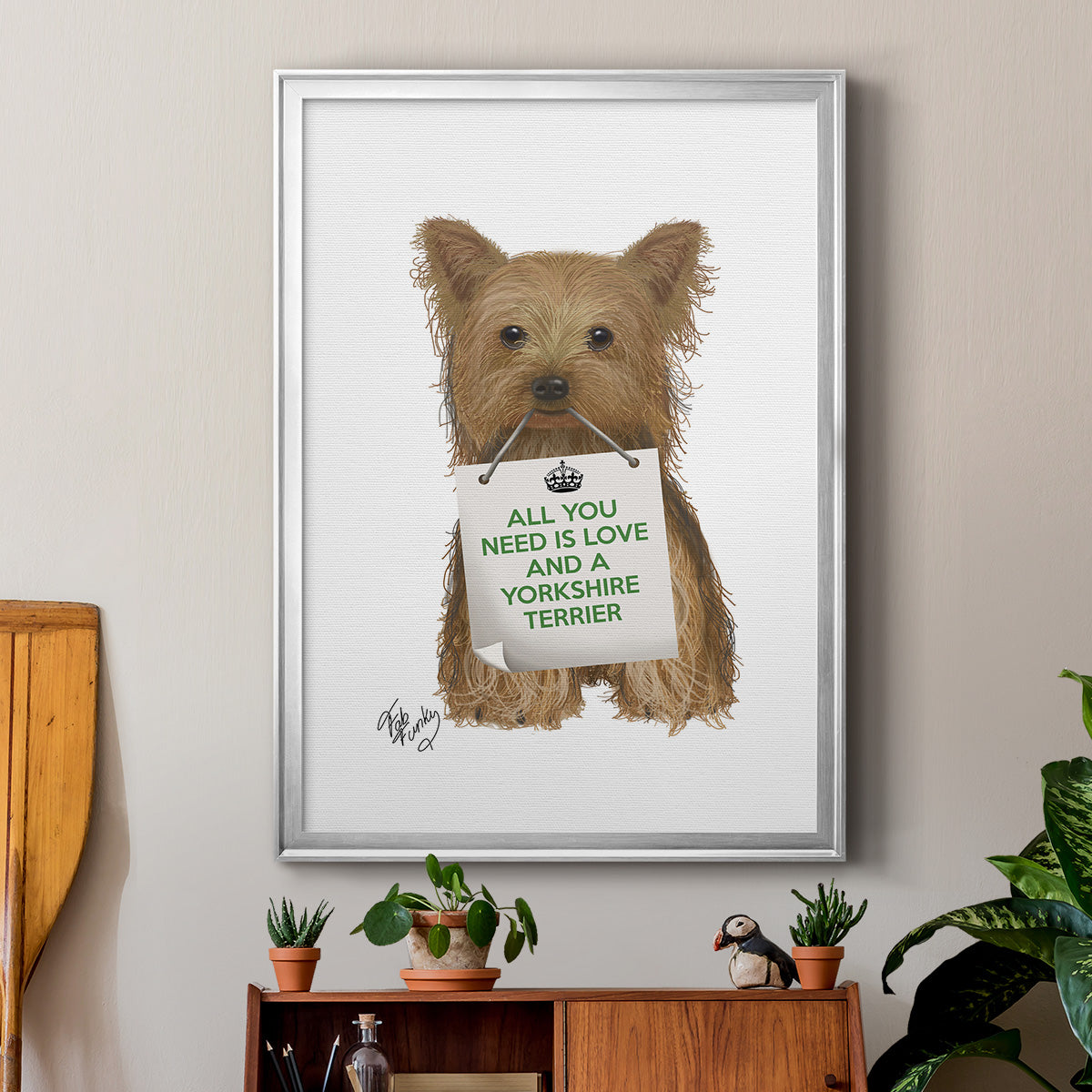 Love and Yorkshire Terrier - Modern Framed Canvas Print