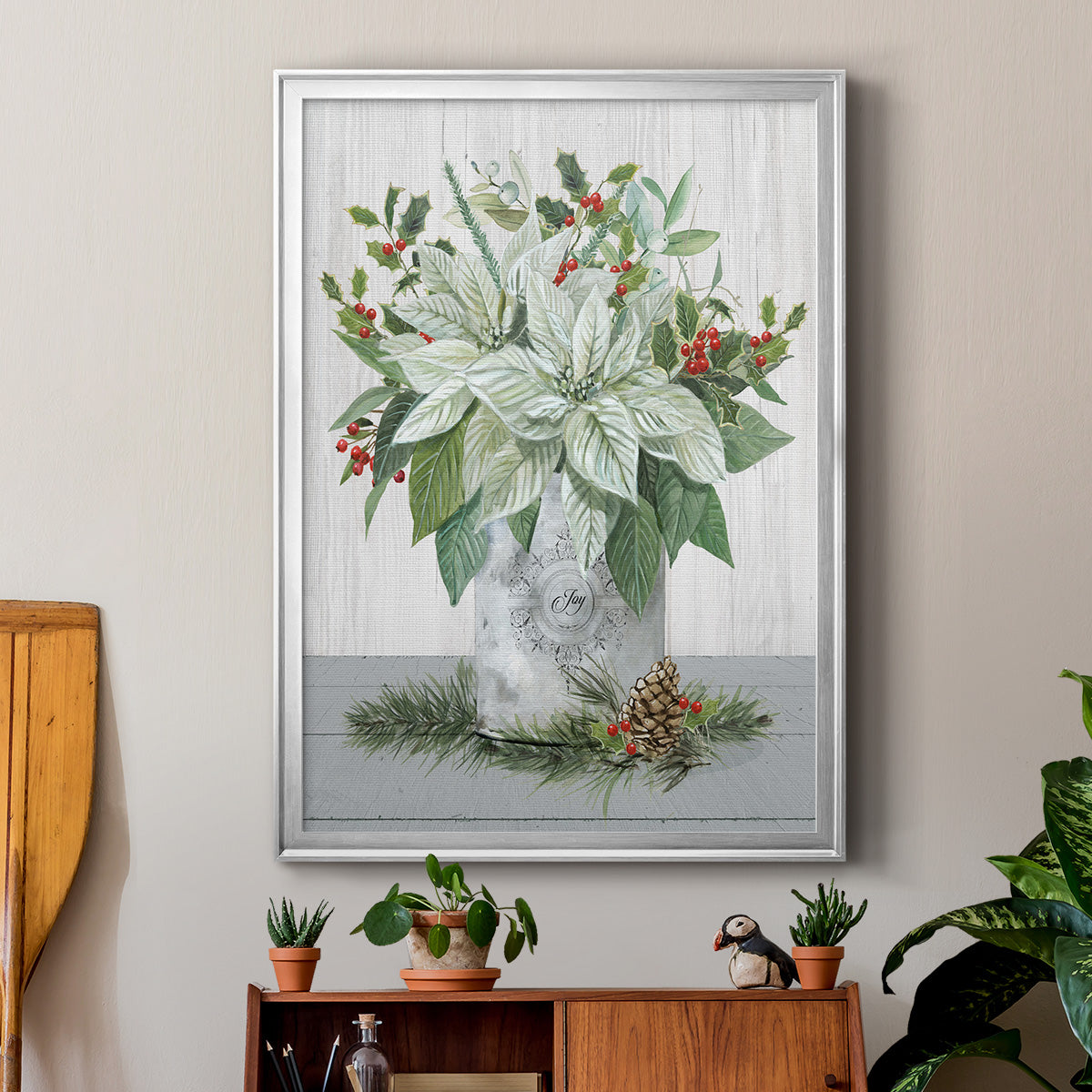 Farmhouse Christmas Joy - Modern Framed Canvas Print