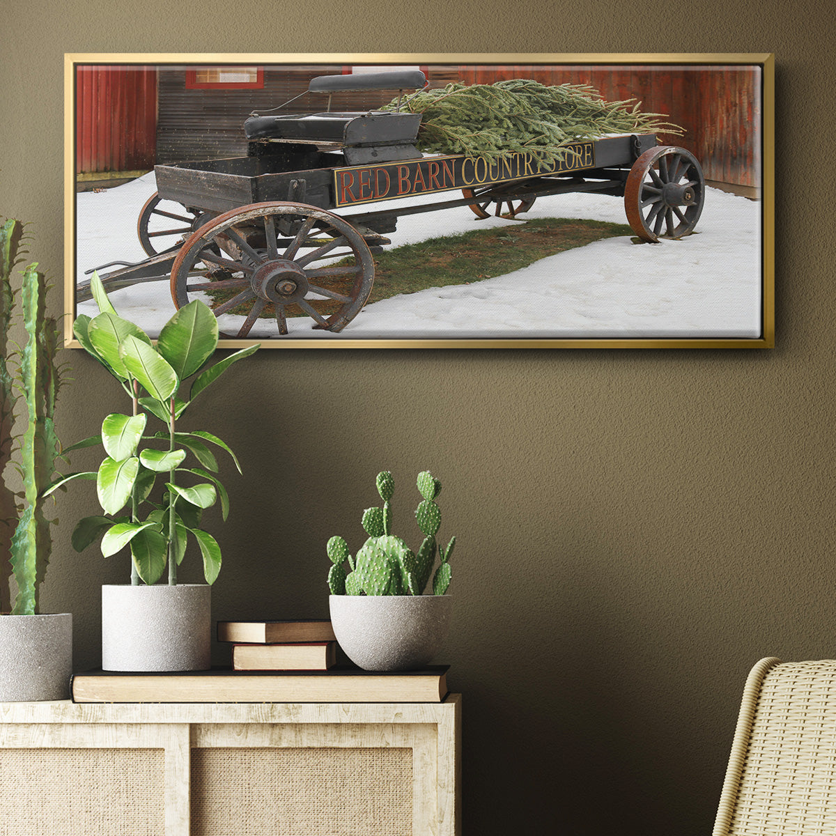 Country Store Wagon - Floater Framed Canvas Print