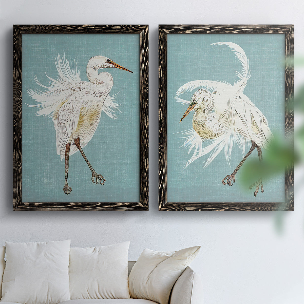 Heron Plumage III - Premium Framed Canvas 2 Piece Set - Ready to Hang