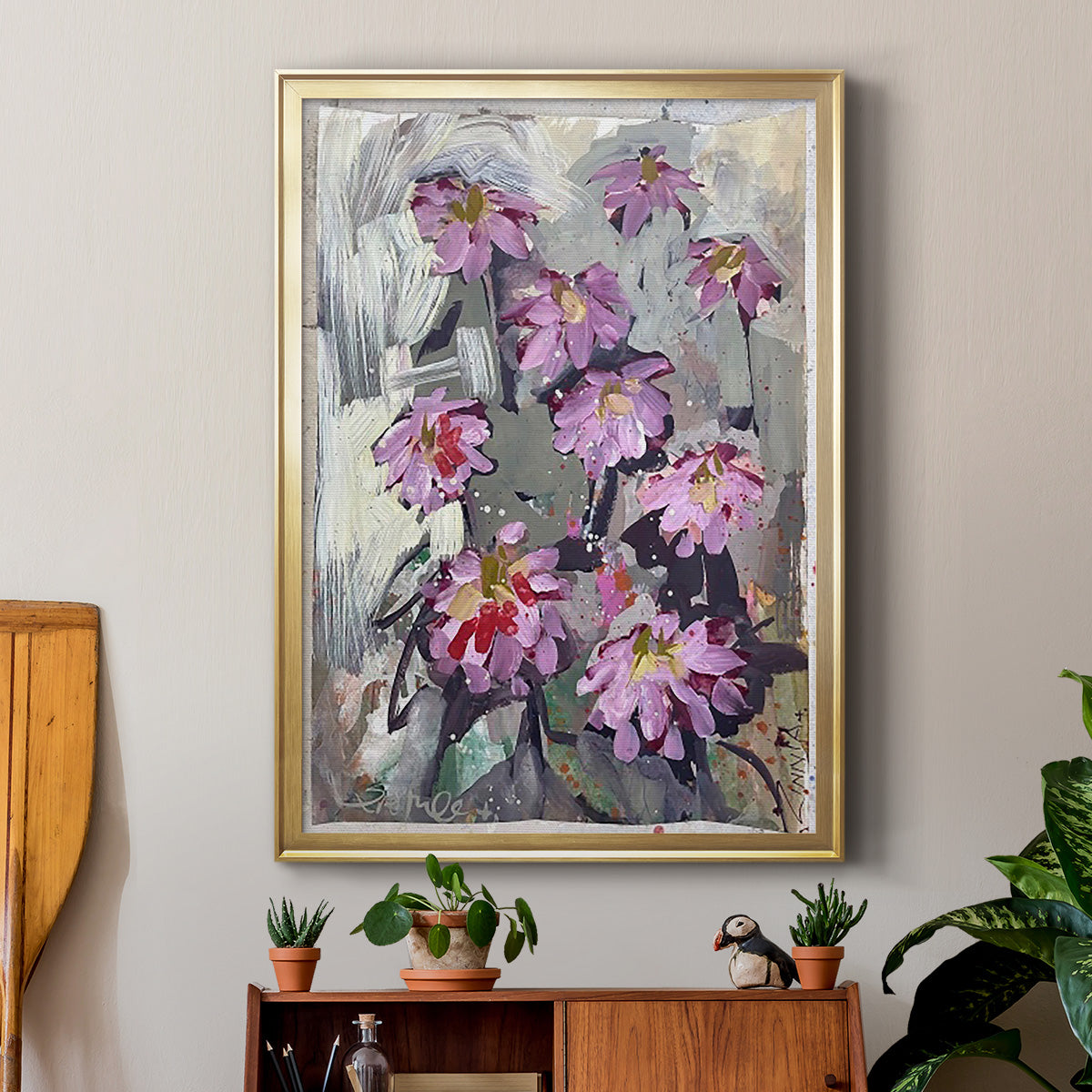 Zinnia II - Modern Framed Canvas Print