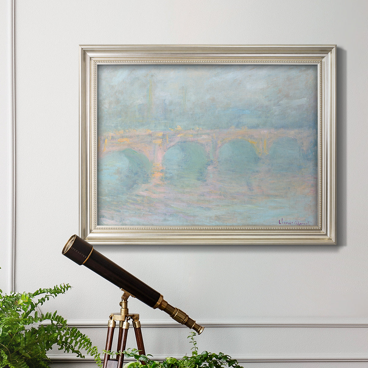 Waterloo Bridge At Sunset Pink Effect - Ornate Framed Canvas Print