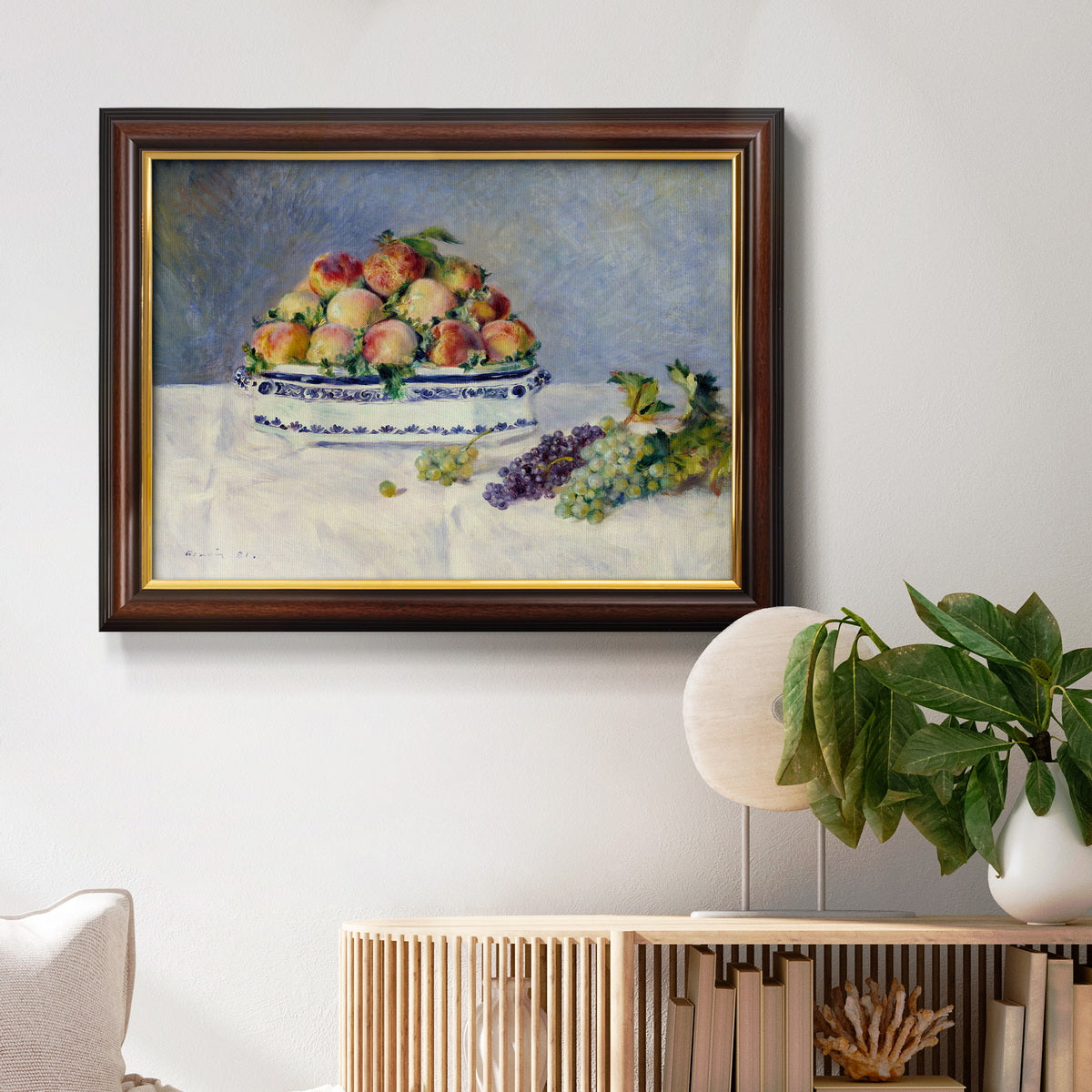 Still Life with Peaches and Grapes Premium Framed Canvas- Ready to Hang