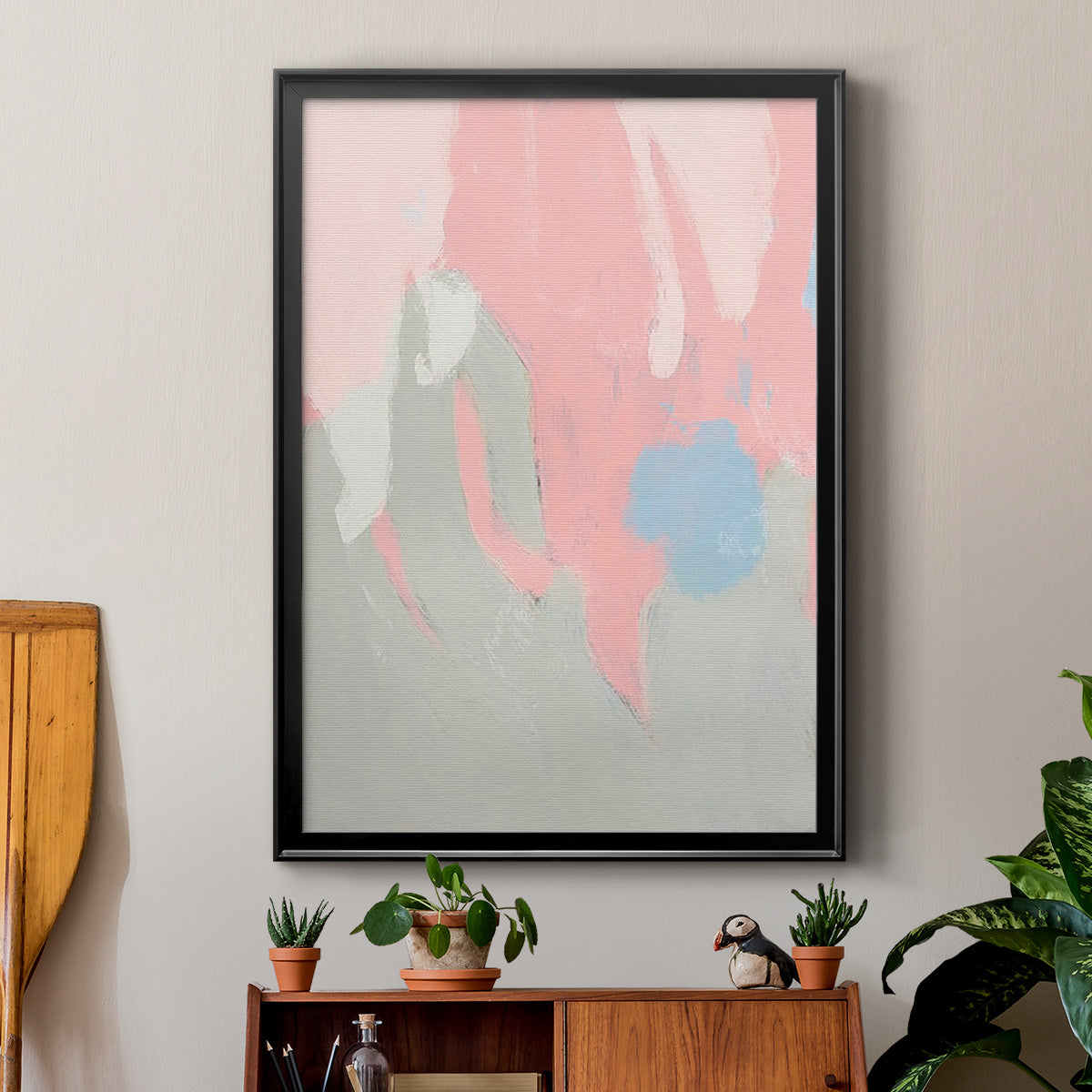 Blushing Abstract I - Modern Framed Canvas Print