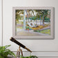 Impressionist leisure portrait scene by John Singer Sargent in an ornate weathered white frame displayed in a light-toned interior setting.