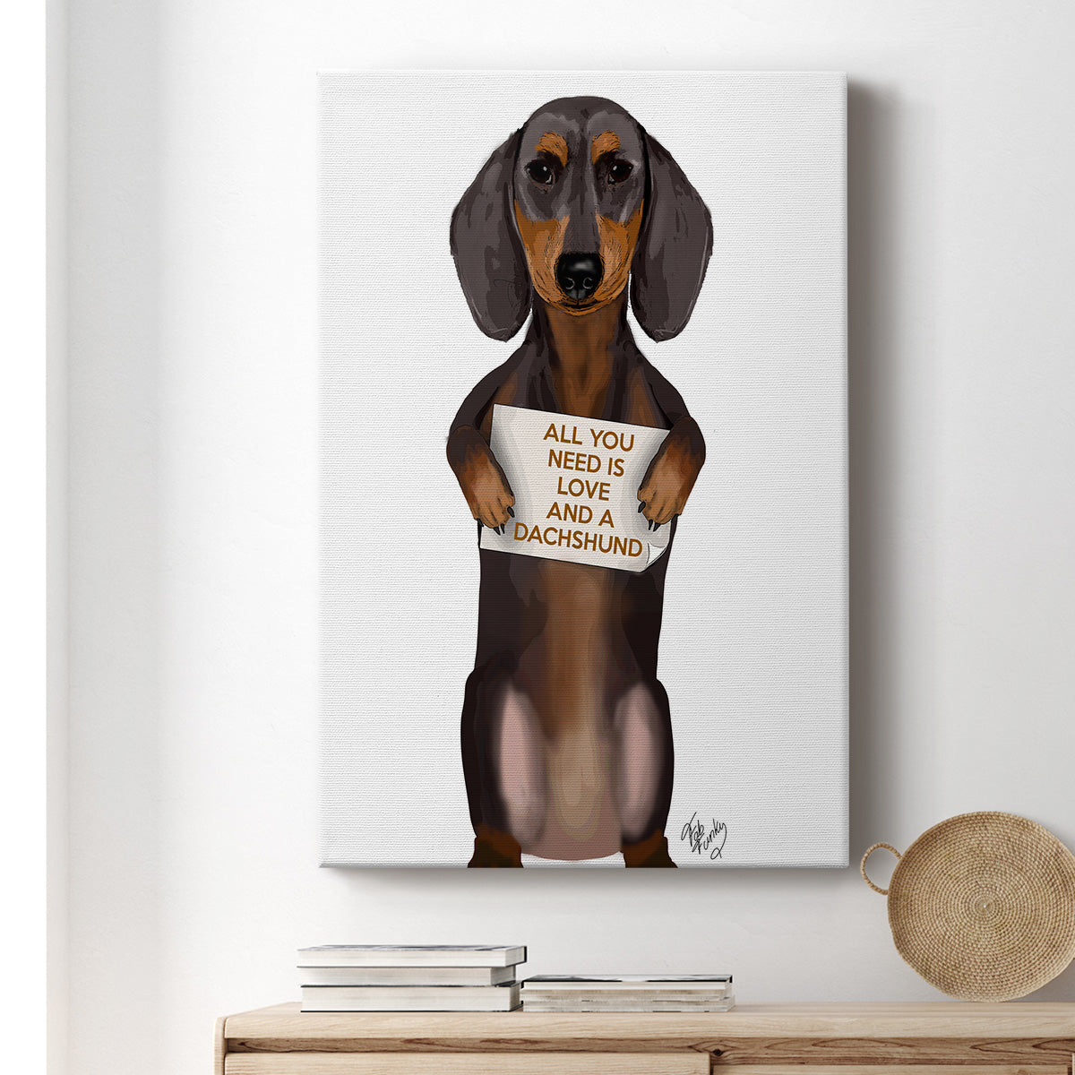 Love and Dachshund Premium Gallery Wrapped Canvas - Ready to Hang