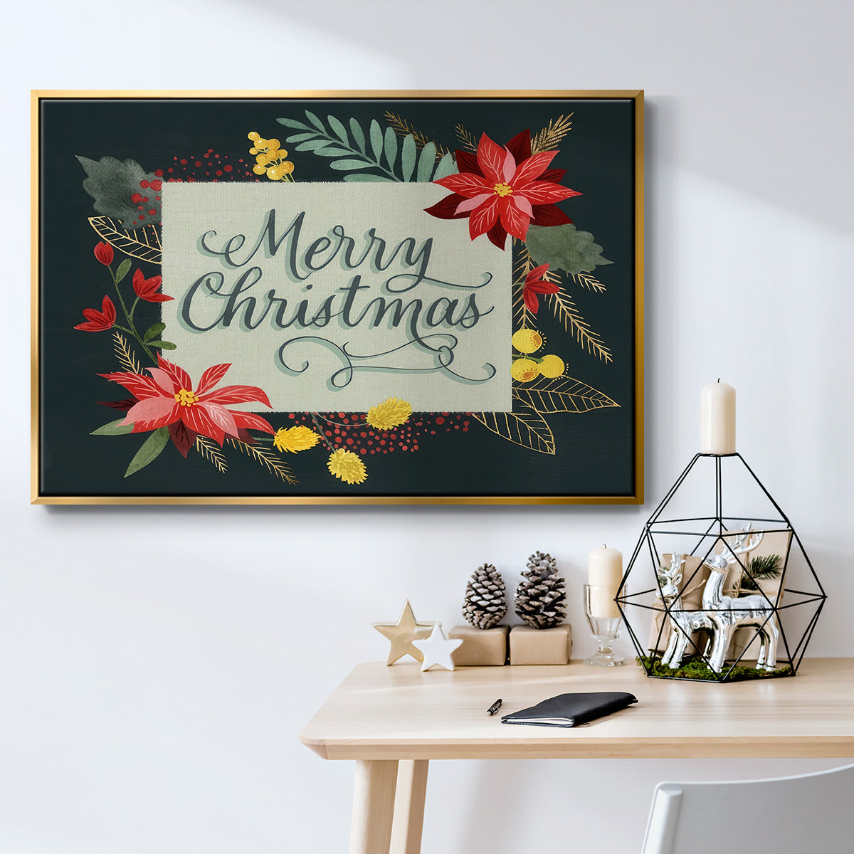 Bright Christmas Night  I - Framed Gallery Wrapped Canvas in Floating Frame