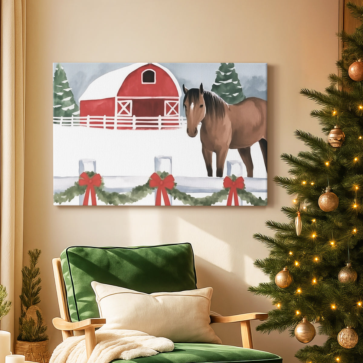 Crimson Morning Wreath - Canvas Art Print