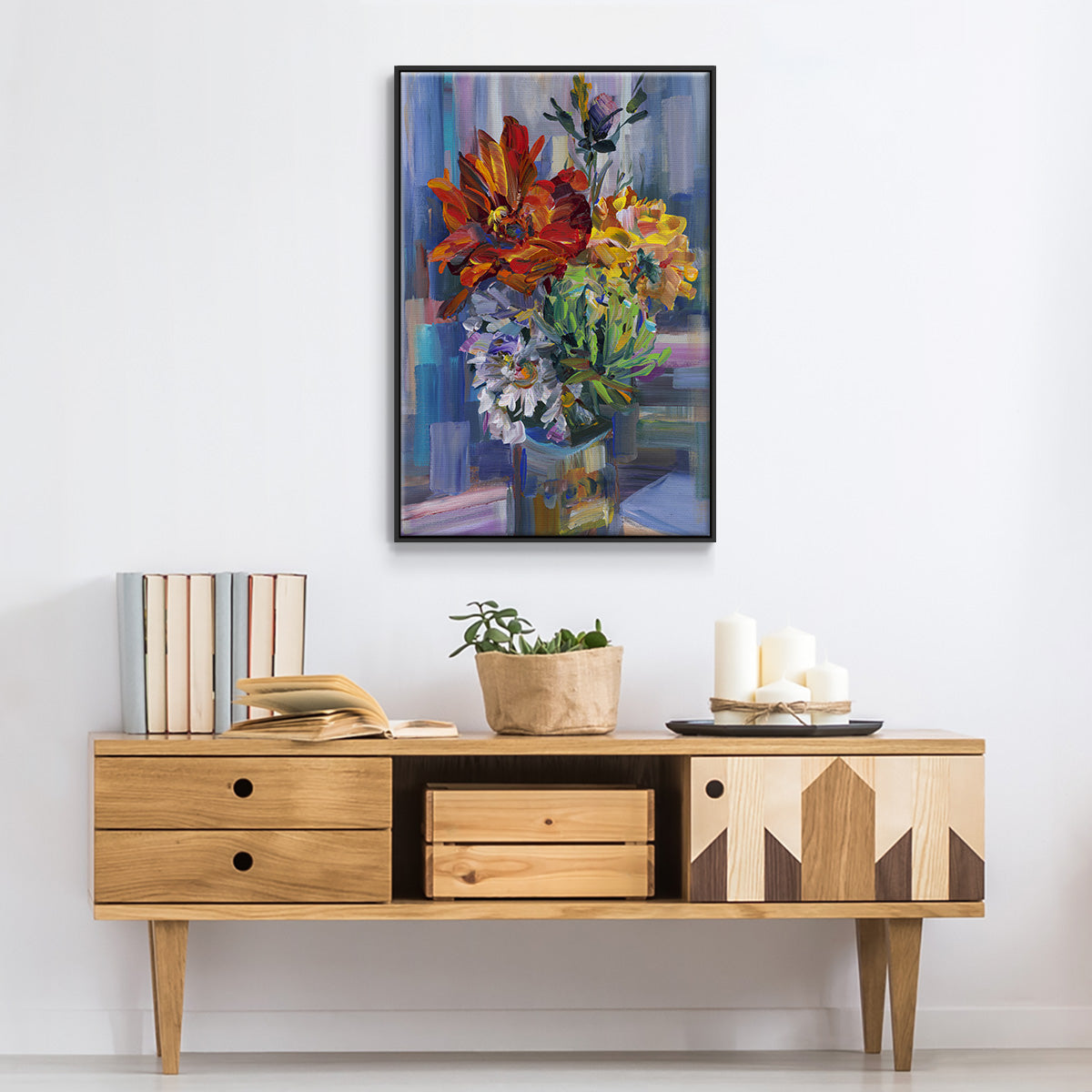 Modern Bouquet - Floater Framed Canvas Print