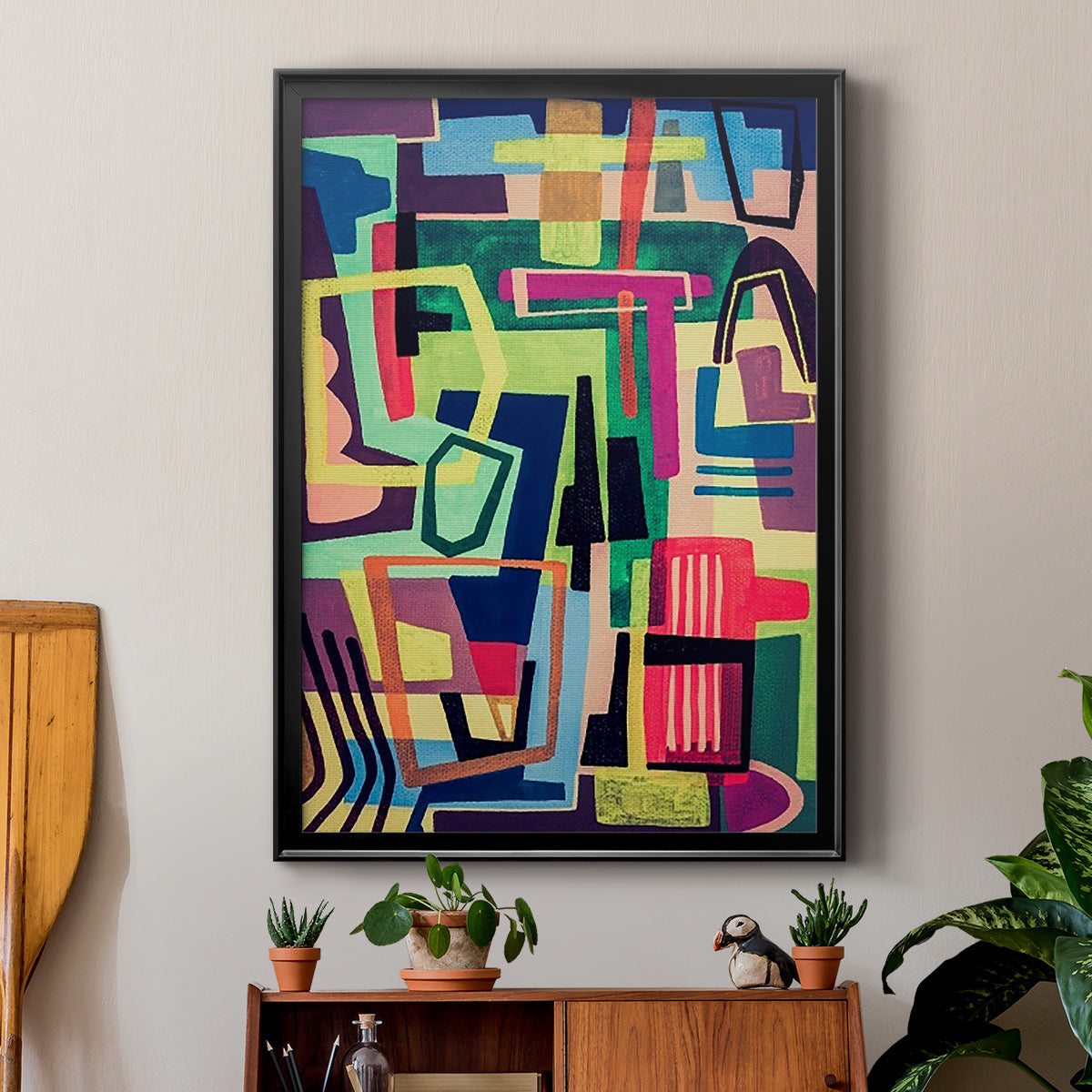 Connected Colors I - Modern Framed Canvas Print