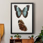 Antique Blue Butterflies IV - Modern Framed Canvas Print