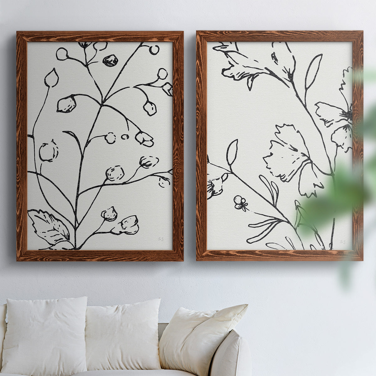 Botanical Sketch I   - Premium Framed Canvas 2 Piece Set - Ready to Hang