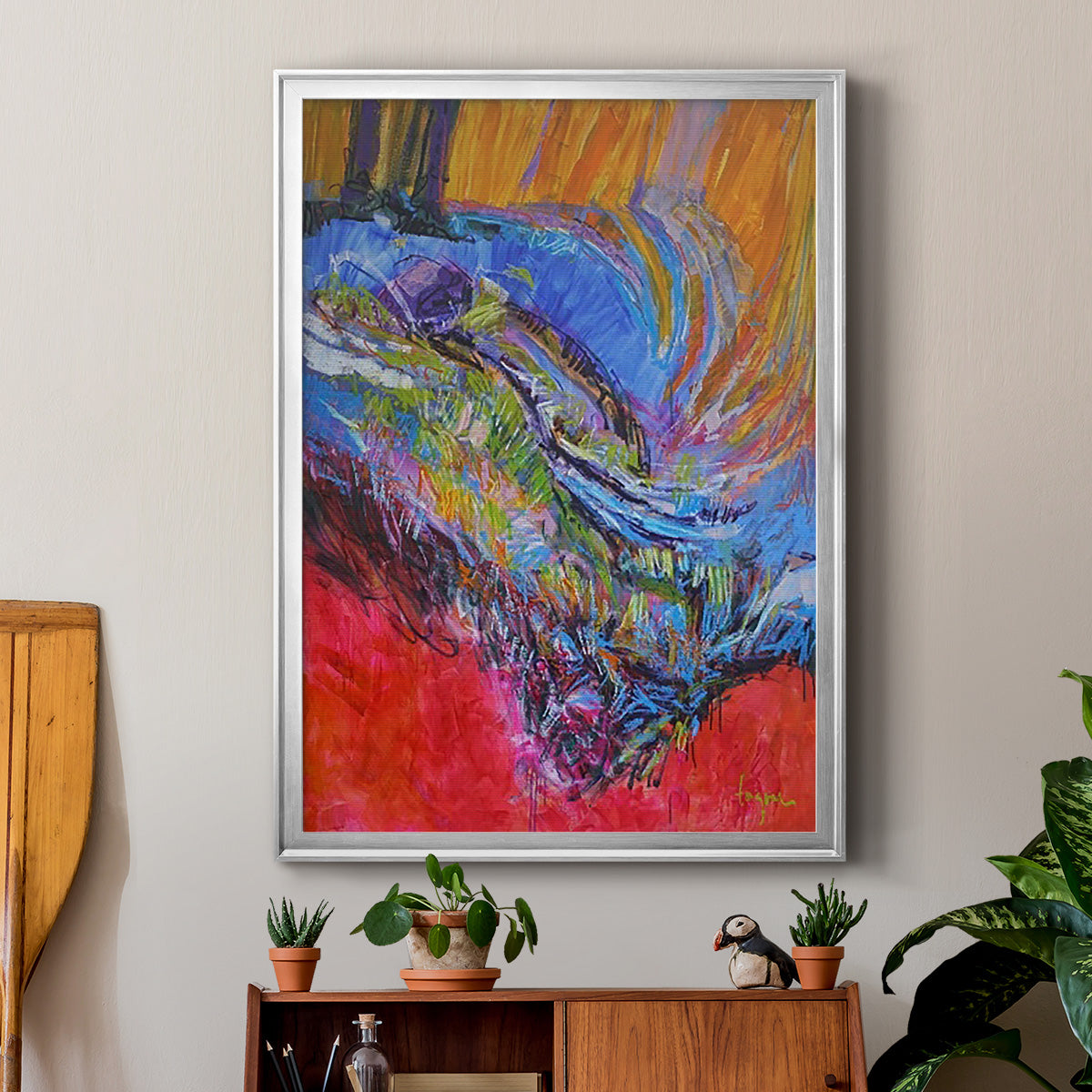 Vibrant Flow II - Modern Framed Canvas Print