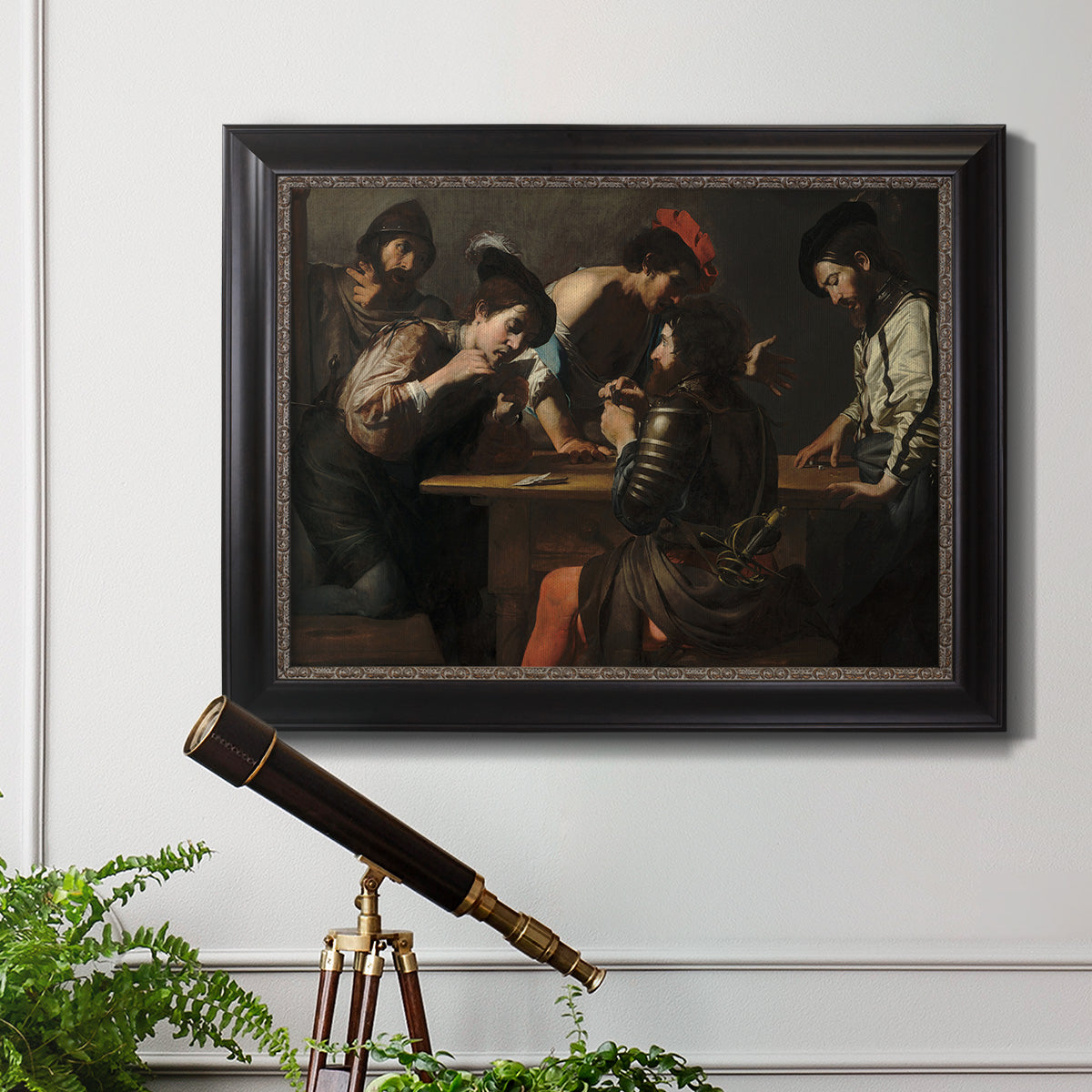 Soldiers Playing Cards and Dice (The Cheats) - Ornate Framed Canvas Print