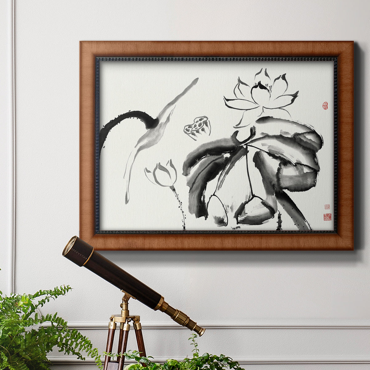 Lotus Study III Premium Framed Canvas- Ready to Hang