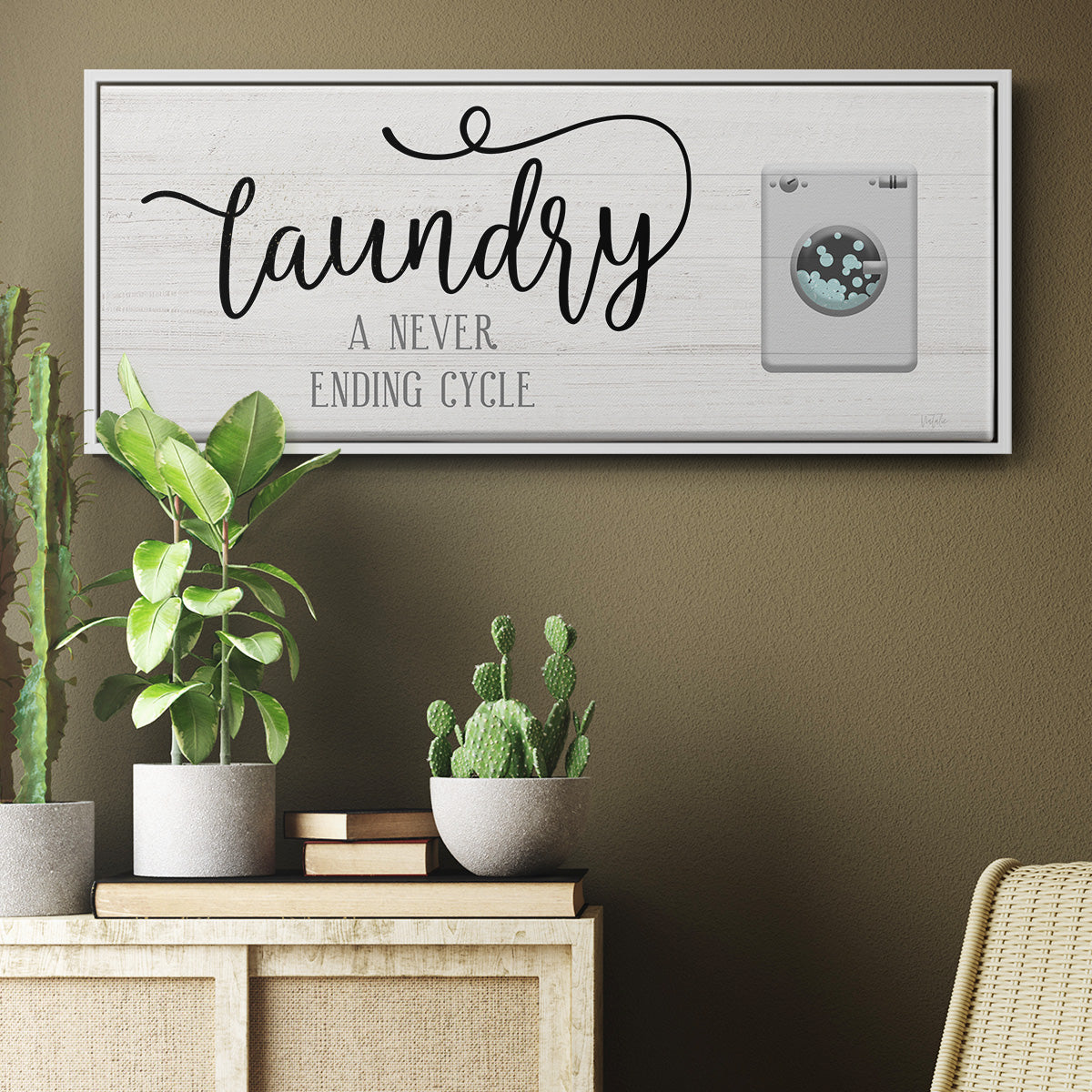 Never Ending Laundry - Floater Framed Canvas Print