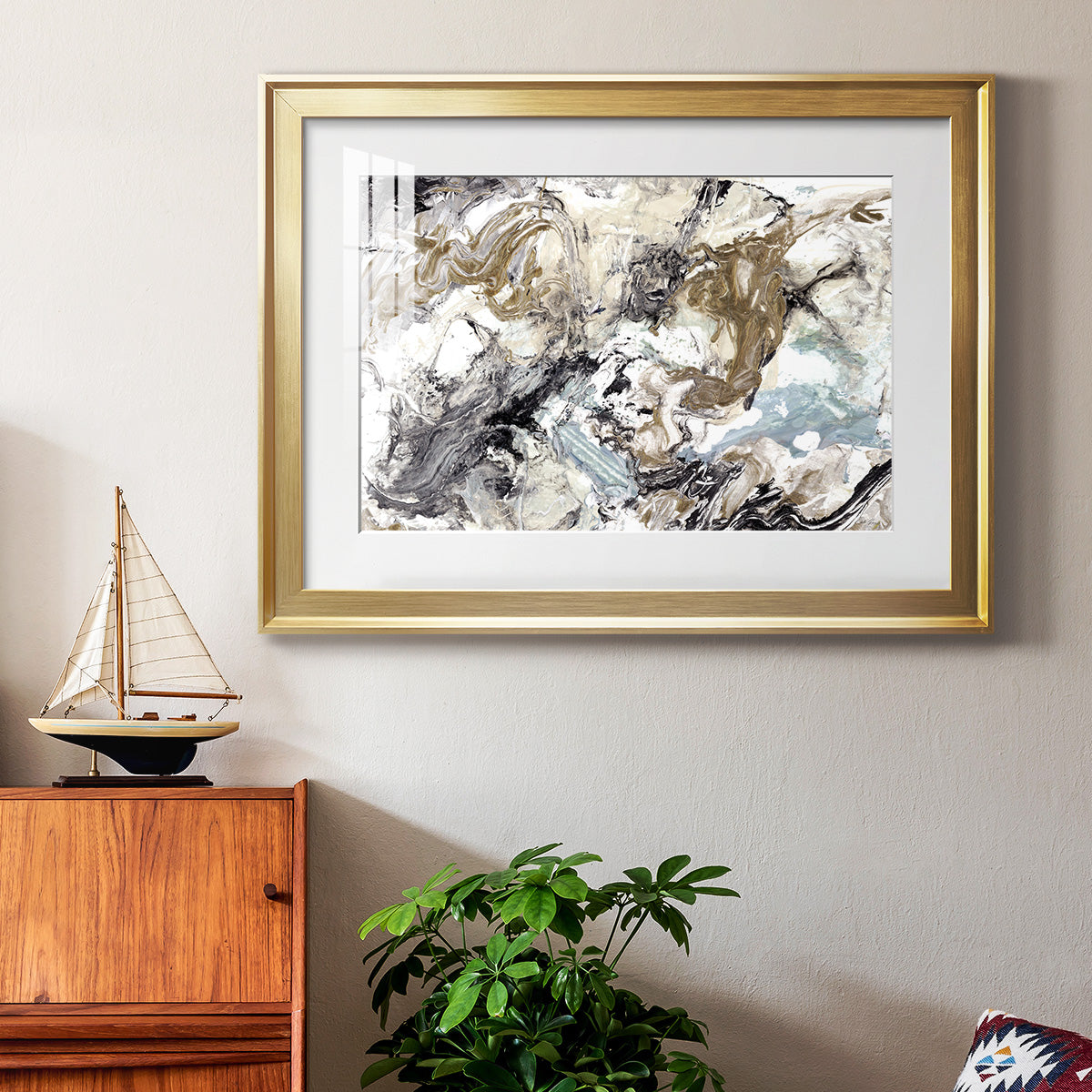 Marbelized Abstract - Modern Framed Art Print