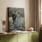Canvas art print of a double portrait with soft light and natural surroundings styled in a home decor setting.