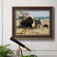 Impressionist nautical work scene by Édouard Manet in an ornate bronzed mahogany wood frame displayed in a light-toned interior setting.