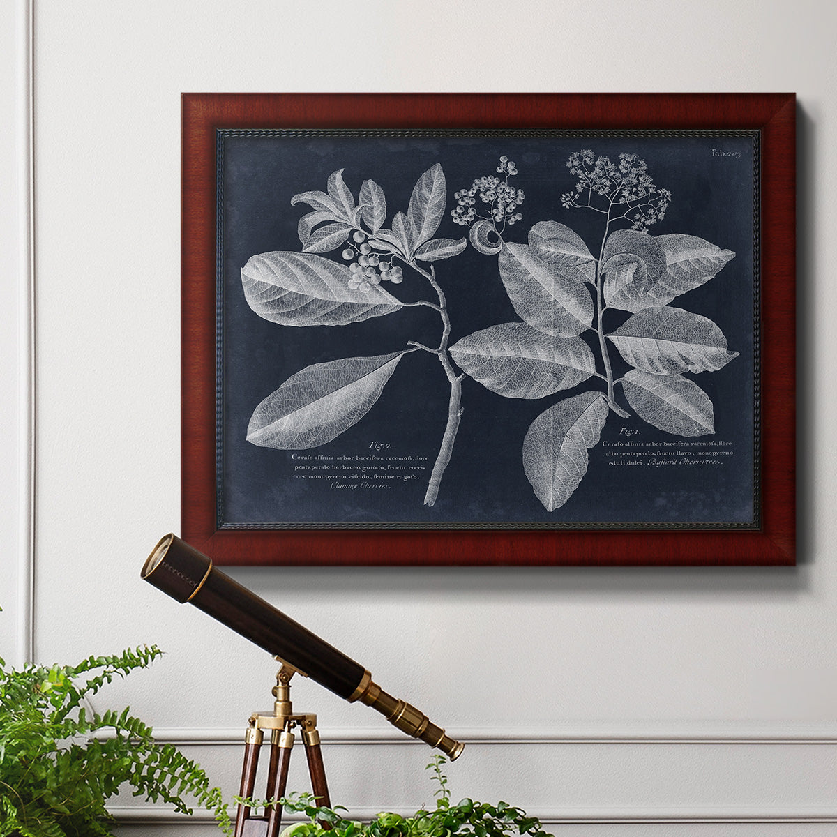 Foliage on Navy IV Premium Framed Canvas- Ready to Hang