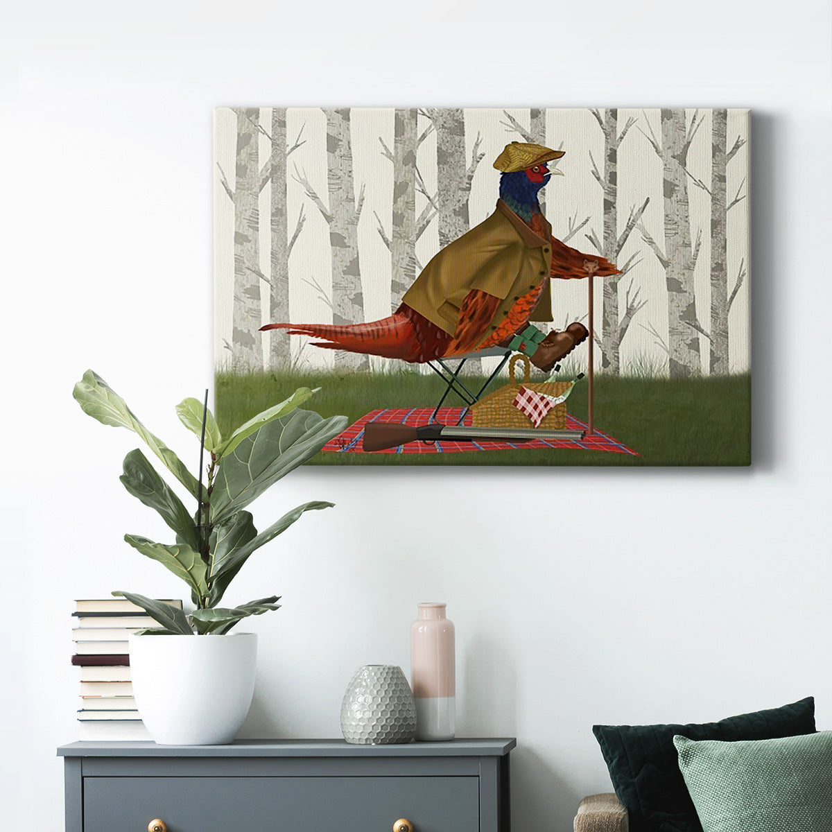 Pheasant Shooting Party 4 Premium Gallery Wrapped Canvas - Ready to Hang