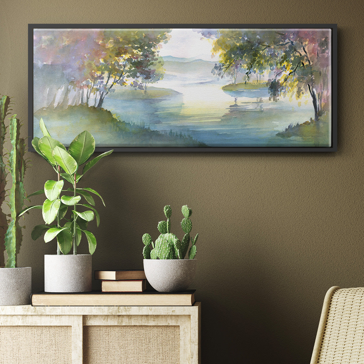 Meandering Lake I - Floater Framed Canvas Print
