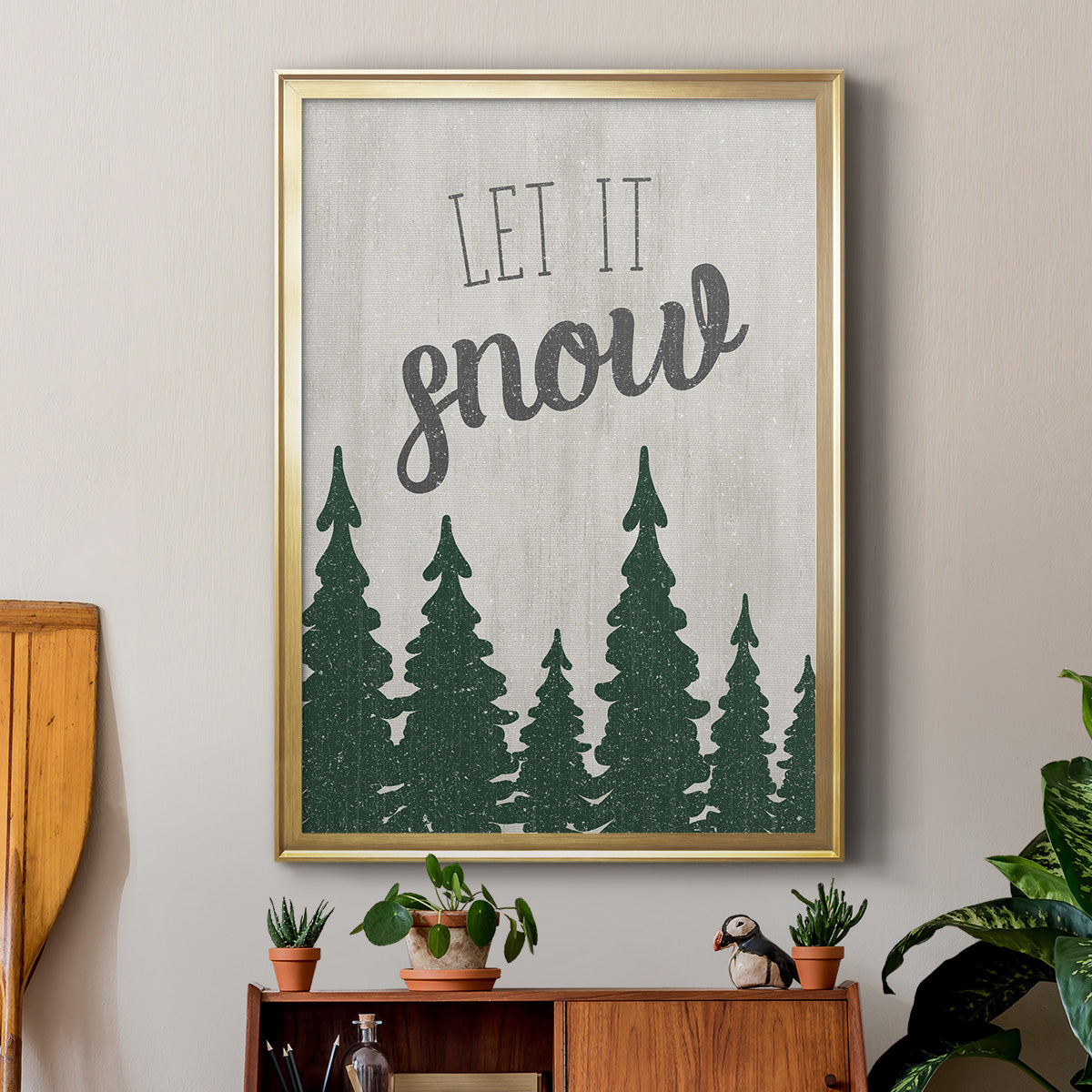 Let It Snow Forest - Modern Framed Canvas Print