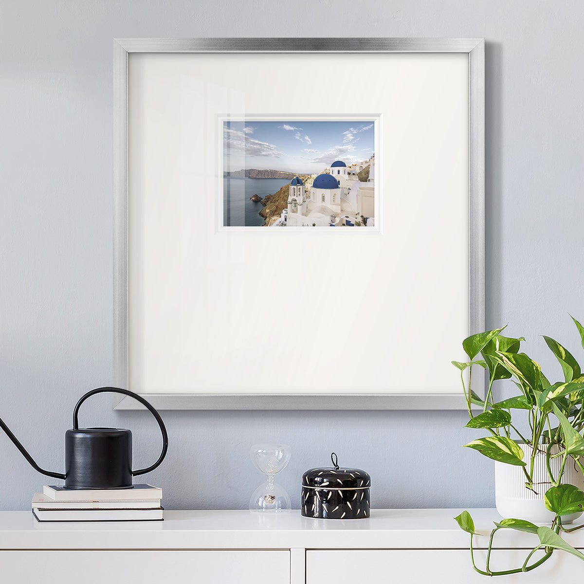 Santorini View Premium Framed Print Double Matboard