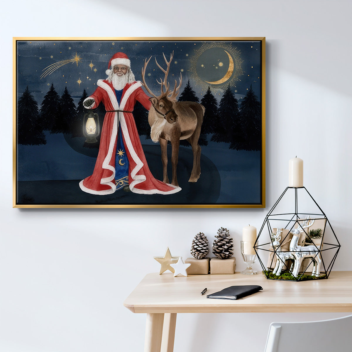 Celestial Christmas Collection A - Framed Gallery Wrapped Canvas in Floating Frame