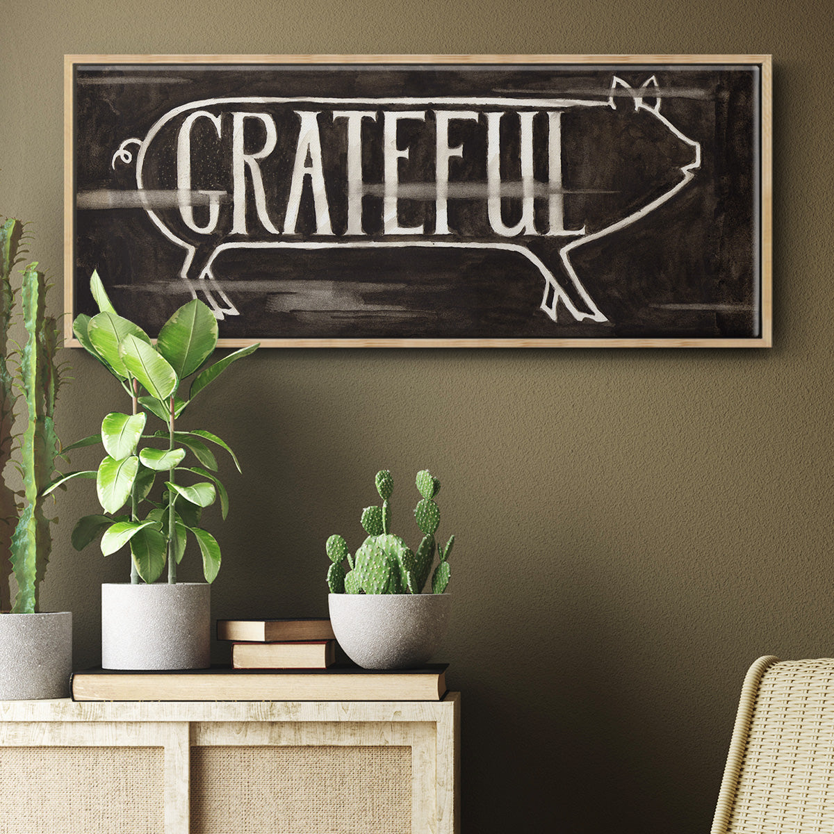 Grateful Pig - Floater Framed Canvas Print