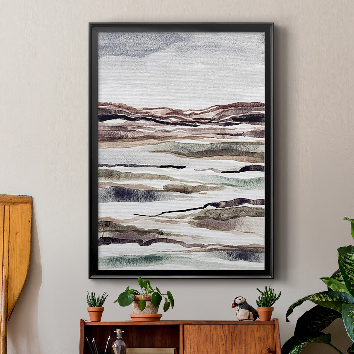 Muted Earth Layers II - Modern Framed Canvas Print