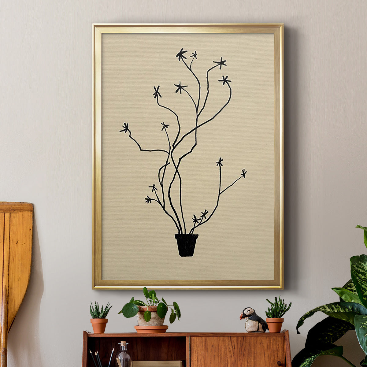Spring Sprig Vase II - Modern Framed Canvas Print
