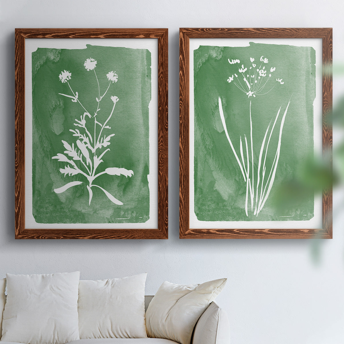 Green Botanical I - Premium Framed Canvas 2 Piece Set - Ready to Hang