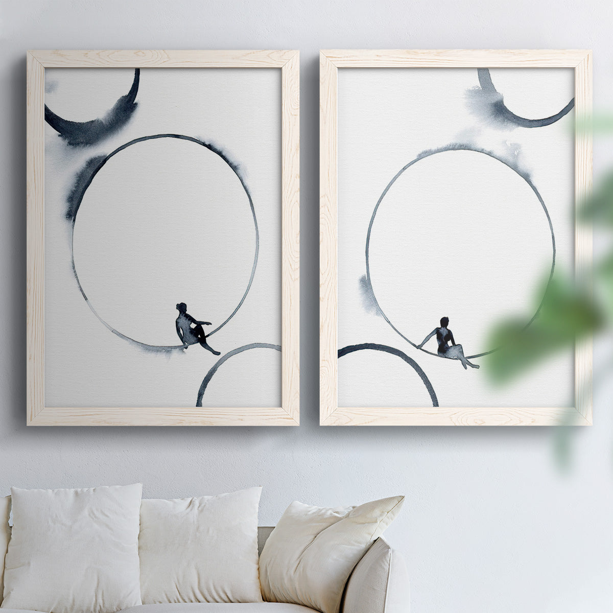 Woman in the Moon I - Premium Framed Canvas 2 Piece Set - Ready to Hang