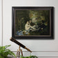 Groundbreaking impressionist picnic scene by Édouard Manet in an ornate black frame with gilded inner detail displayed in a light-toned interior setting.